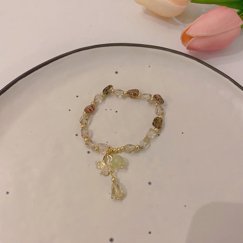 Gelang Daun Berlian Kristal Mewah Perhiasan Tangan Opal Super Lucu