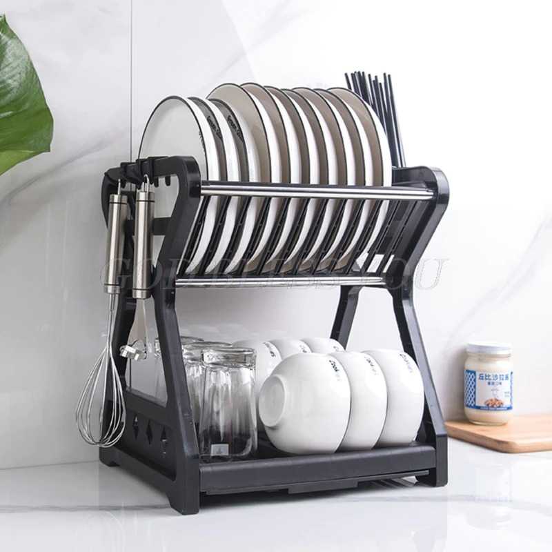 (BISA COD) FTIHSHP MitoClean Rak Piring Gelas Pengering Drainer Kitchen Dish Rack 2 layer - MYH002