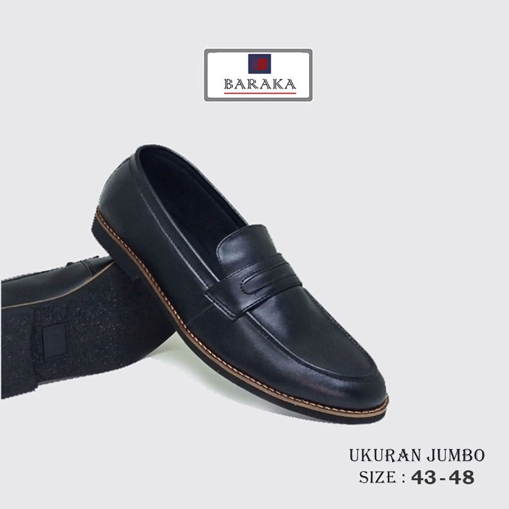 WADE BLACK BIG SIZE | Sepatu Loafers Pria Kulit Asli Full Black Moccasin Casual Formal Ukuran Besar Gedde Jumbo 44-48