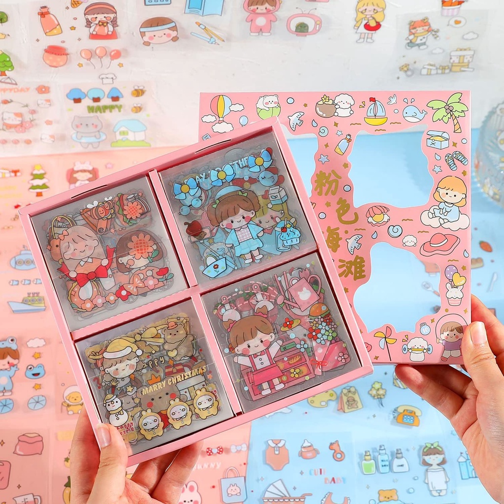 100PCS Stiker Lucu Desain Scrapbook Stiker Alat Tulis Stiker Dekoratif Kawaii / Set Stiker Tahan Air Kartun