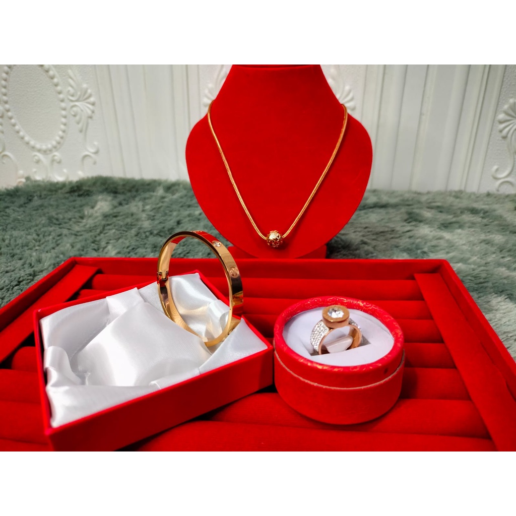 Titanium wanita anti karat mewah Titanium set perhiasaan rantai asli anti karat Titanium set perhias