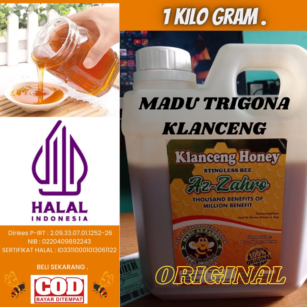 

Madu Sehat lebah klanceng 1000 gram original termurah terlaris halal pirt bergaransi madu kesehatan