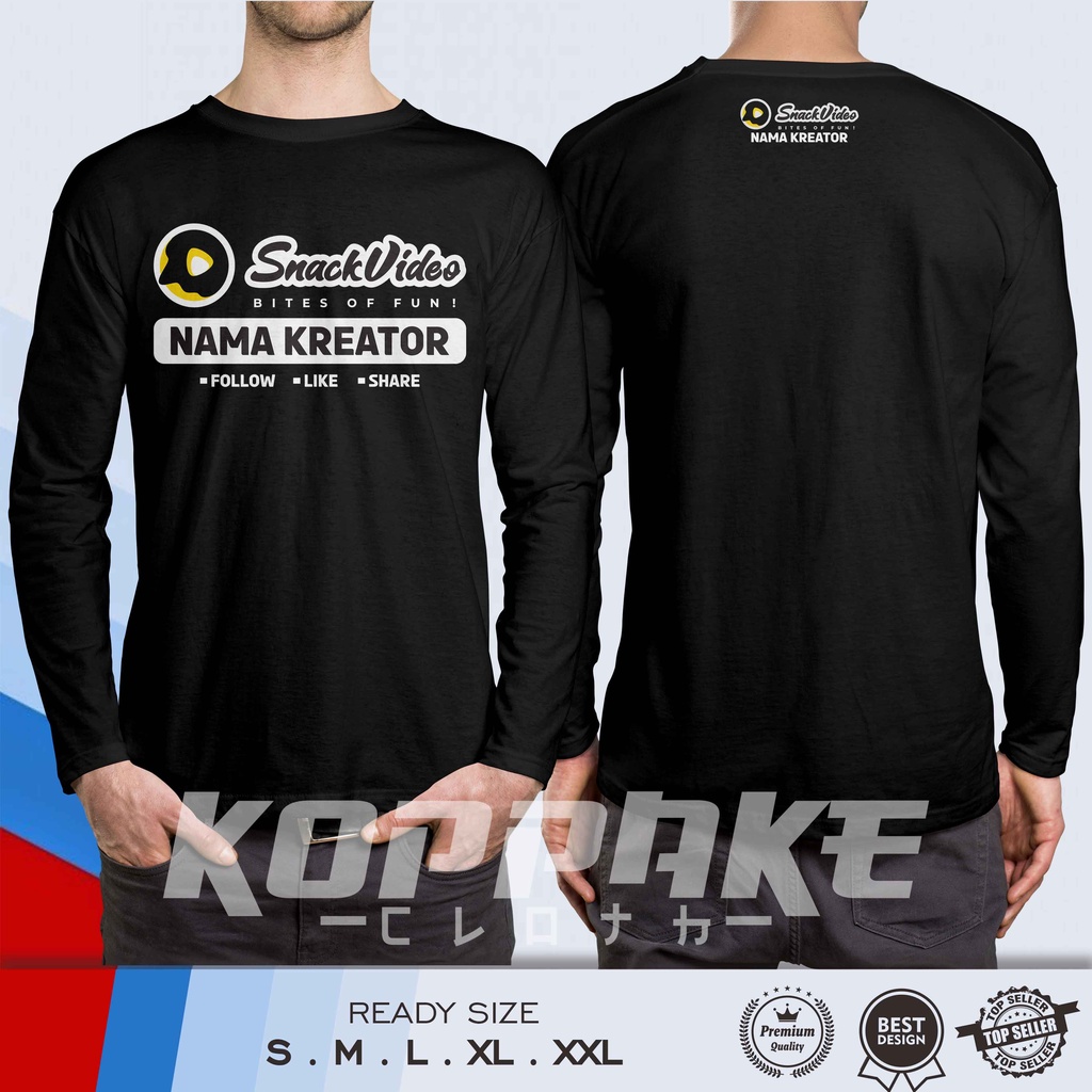 Kaos Snack Video Gratis Nama Kreator Lengan Panjang Baju Distro