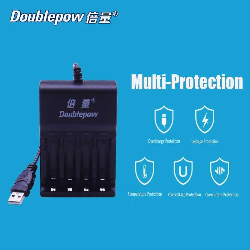 Doublepow USB-Powered Charger Baterai 4 slot AA/AAA 1.2V - DP-UK83 - Black