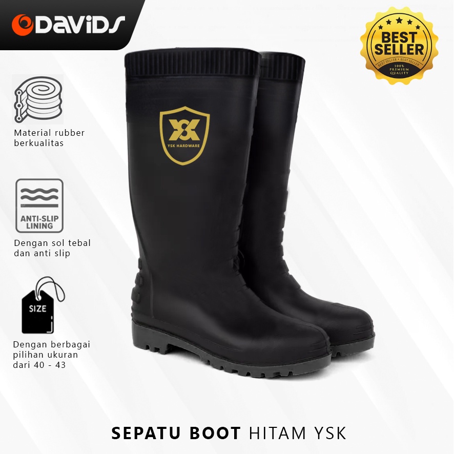 Sepatu Boots Karet Boot Hitam Pria Kerja Safety Proyek Bot Panjang Vpr