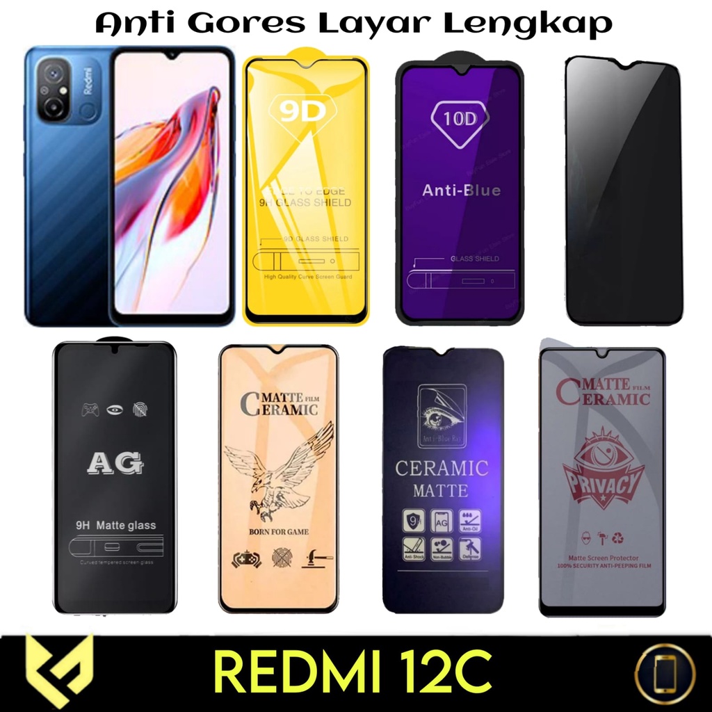 PROMO Screen Guard For XIAOMI REDMI 12C Anti Gores Layar All Variant Anti SPY Anti Bluelight Anti glare Premium Tempered Glass dan Ceramic