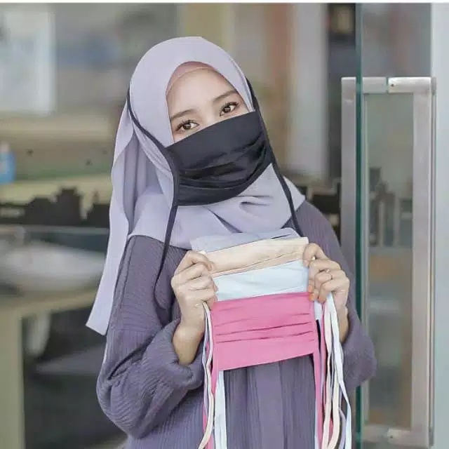 DC A ( A1 ) MASKER HIJAB KAIN / TALI SAMBUNG - PUTUS / FREE PLASTIK / TIDAK BISA MEMILIH