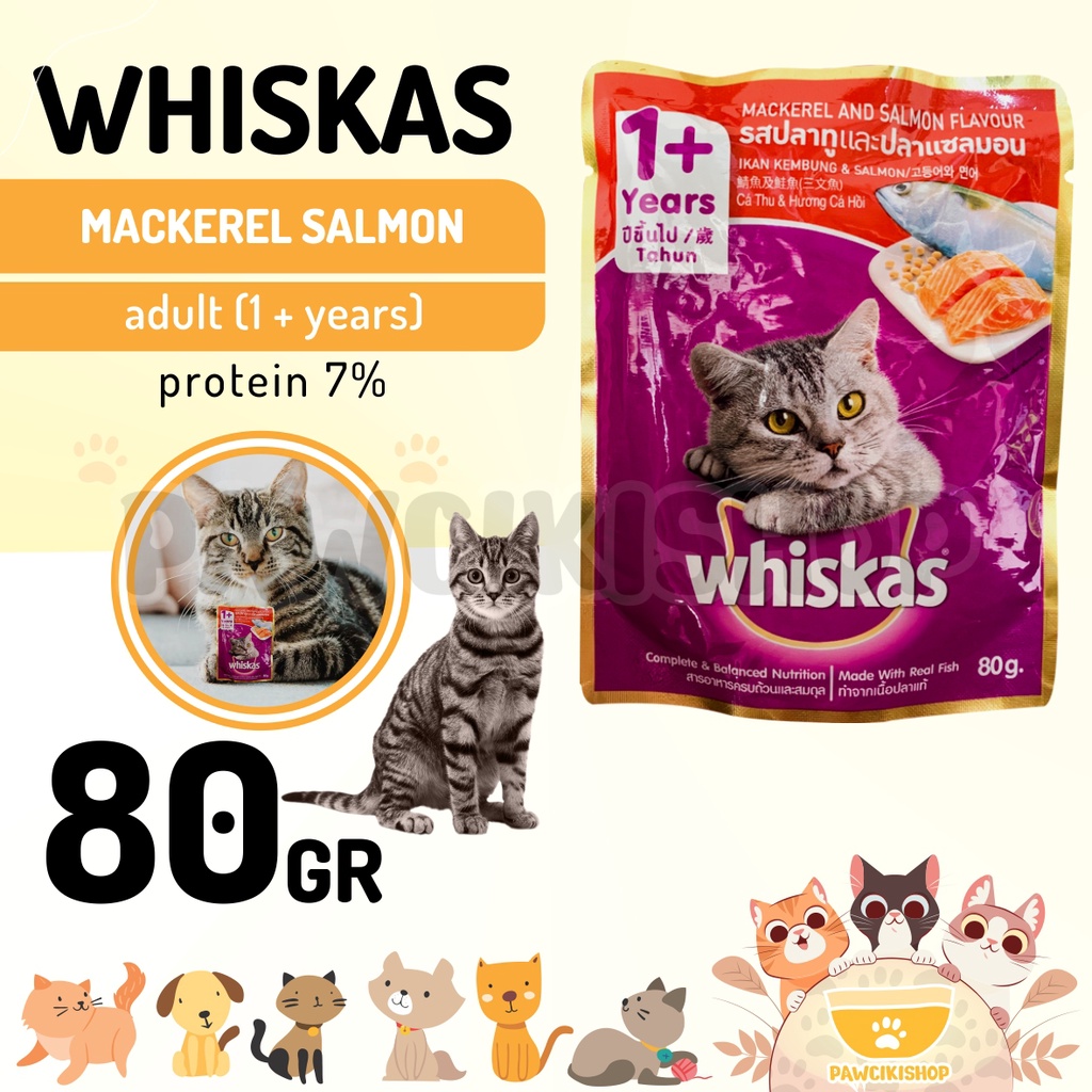 PAWCIKISHOP - WHISKAS POUCH ADULT MACKEREL SALMON / whiskas / whiskas pouch / wiskas kucing / whiska