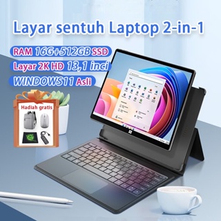 [Baru Touchscreen]   Laptop 2 in 1 RAM 16G+512G SSD Intel N5095 peningkatan baru  13.1‘’ 2K Layar Sentuh Slim Smart PC Laptop instal OS Windows 11  dan Perangkat Lunak Perkantoran Cocok untuk Kantor, Desain, Laptop Gaming