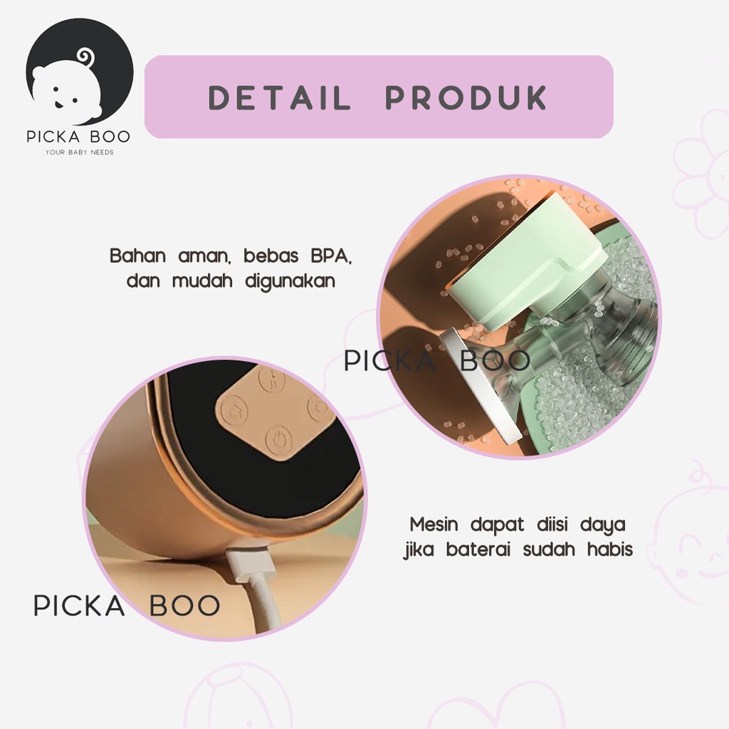 PICKA BOO Pompa ASI Portable Premium Terlaris  FREE Dot dan Kabel USB