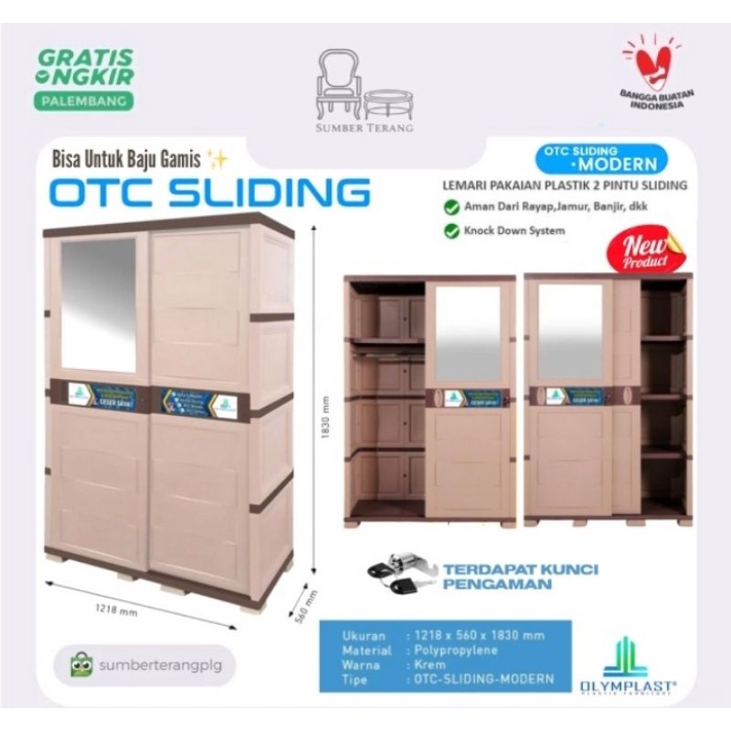 (Khusus Wilayah Kota Palembang) Lemari Pakaian Plastik 2 Pintu Sliding (pintu geser) Olymplast OTC S