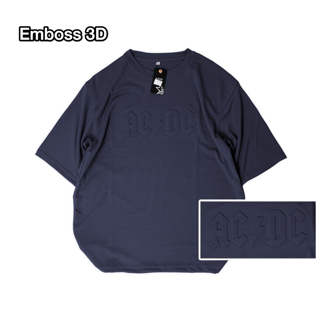 Mokokomo Kaos Embos ACDC Oversize Lengan pendek Pria Kaos Oversize Pria Terbaru