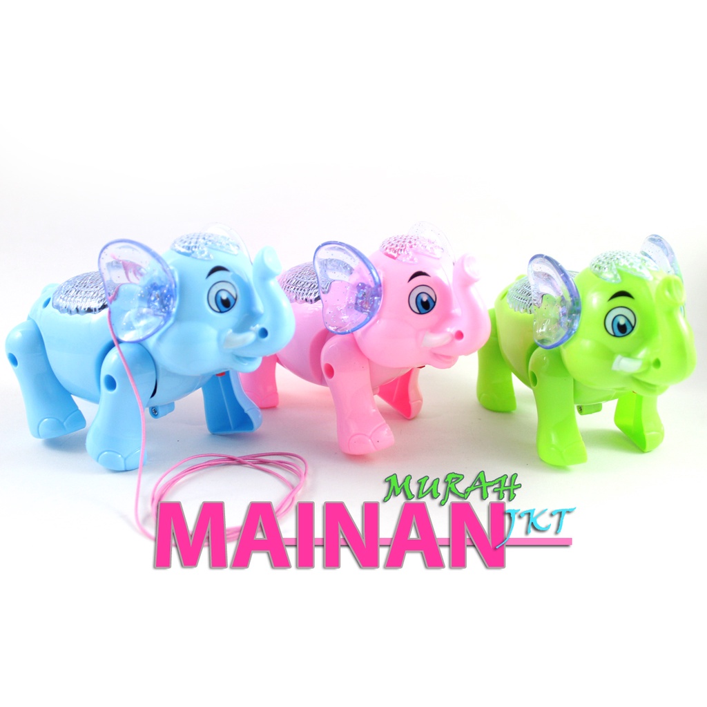 MAINANKEI MAINAN ANAK GAJAH TARIK MUSIK DAN LAMPU MENYALA GAJAH BO HEWAN GAJAH