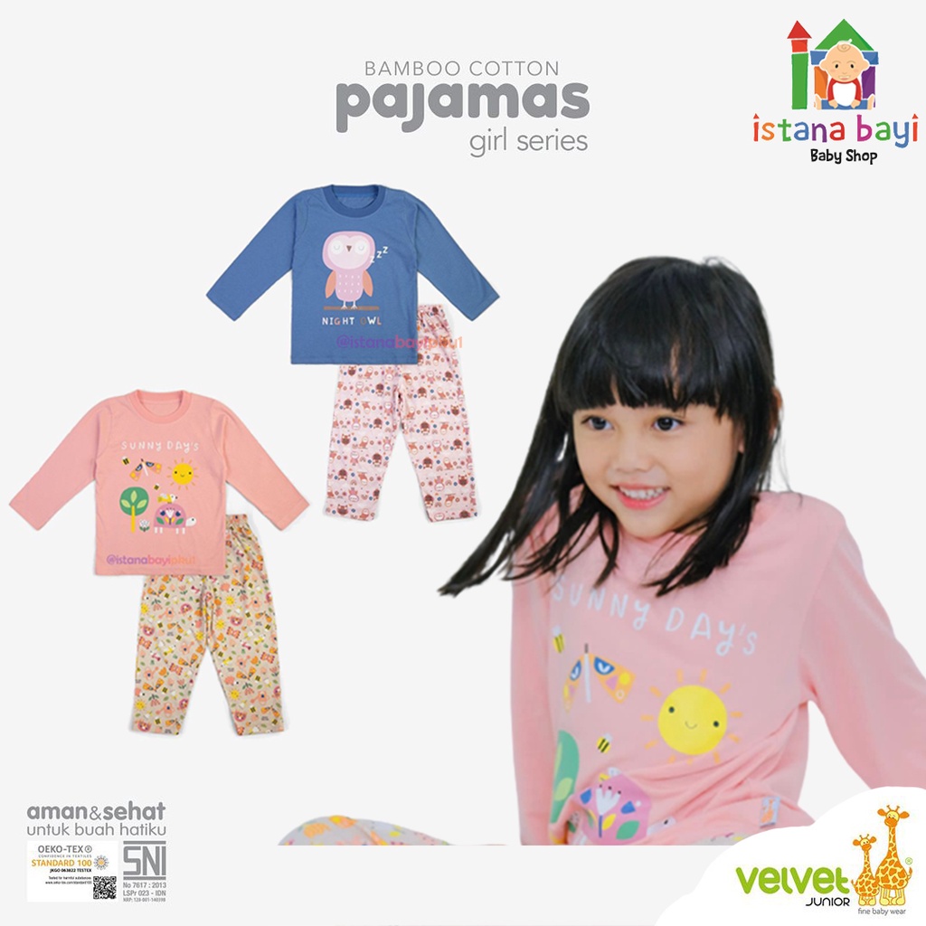 Velvet Junior Bamboo Cotton Pajamas- Boy &amp; Girl Series 1 pack isi 1 setel