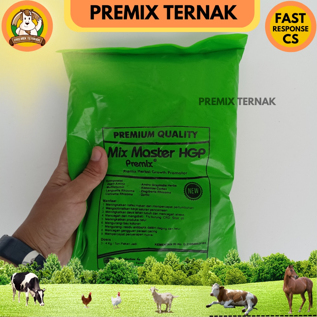 MIX MASTER HGP 1KG PREMIUM QUALITY - HERBAL GROW PROMOTOR 1KG - Premix HGP Pemacu pertumbuhan ternak ayam bebek puyuh - AGP broiler - AGP