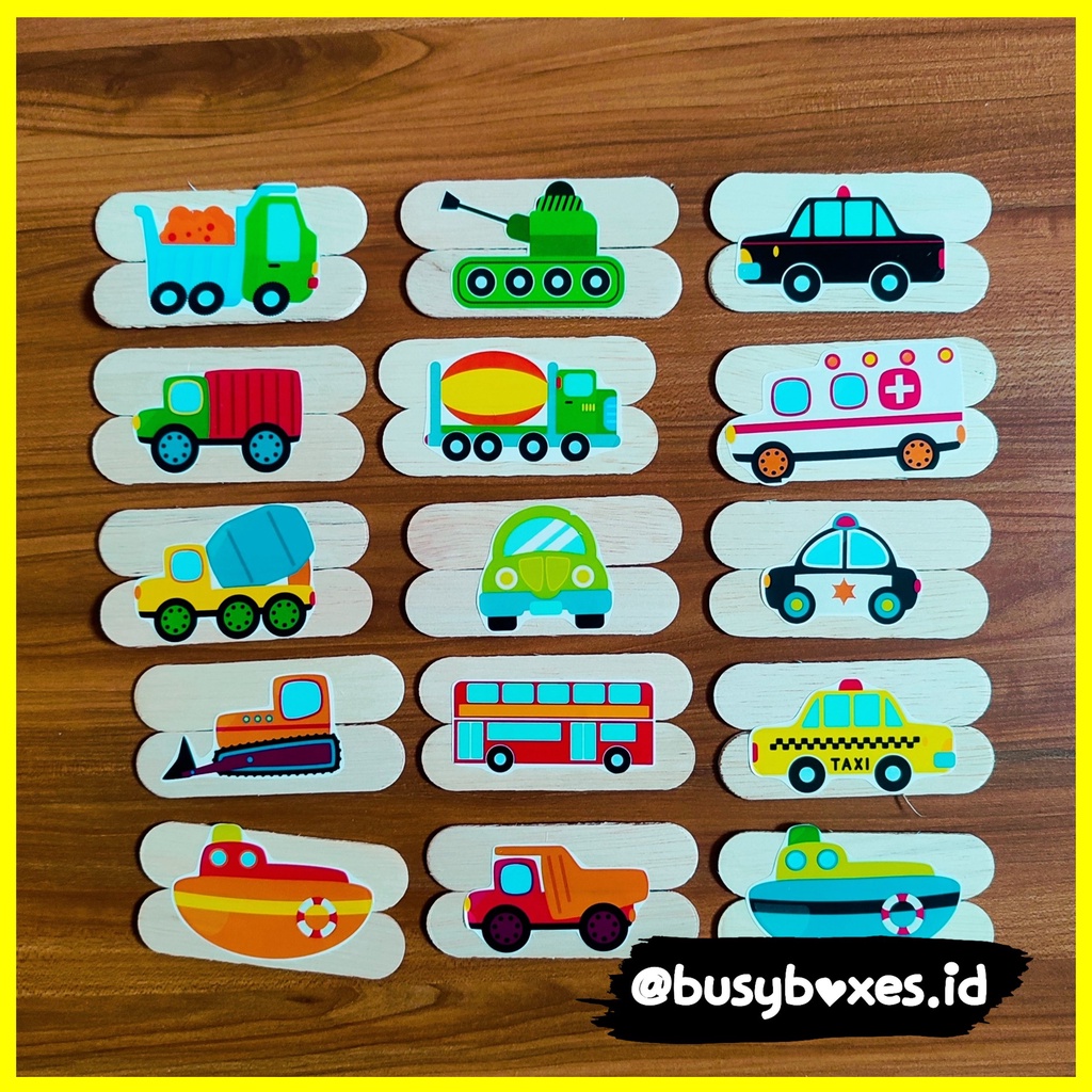 Busyboxes.id Mainan edukasi anak Puzzle  popsicles lucu 2 keping seri transportasi