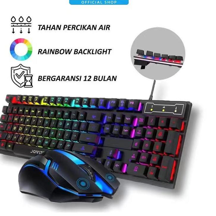 ➲ Jovitech Pengukiran Laser Paket Gaming Keyboard dan Mouse RGB Gaming USB Cable RGB - G12 ☃
