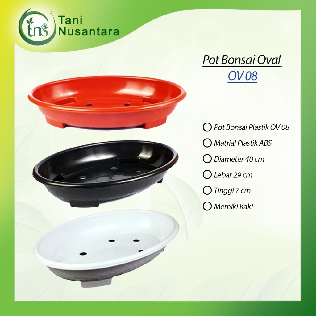 Pot Plastik Oval Tanaman Bonsai 40 cm Merah dan Hitam