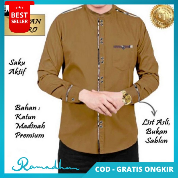 Baju Muslim Pria Dewasa 2023 Lengan Panjang Pendek Terbaru Klambi Cowo Modern Kelambi Hari Raya Atas