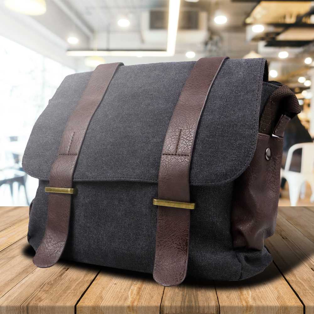 Tas Selempang Pria Korea: Korean Canvas Messenger Bag Kapasitas Besar