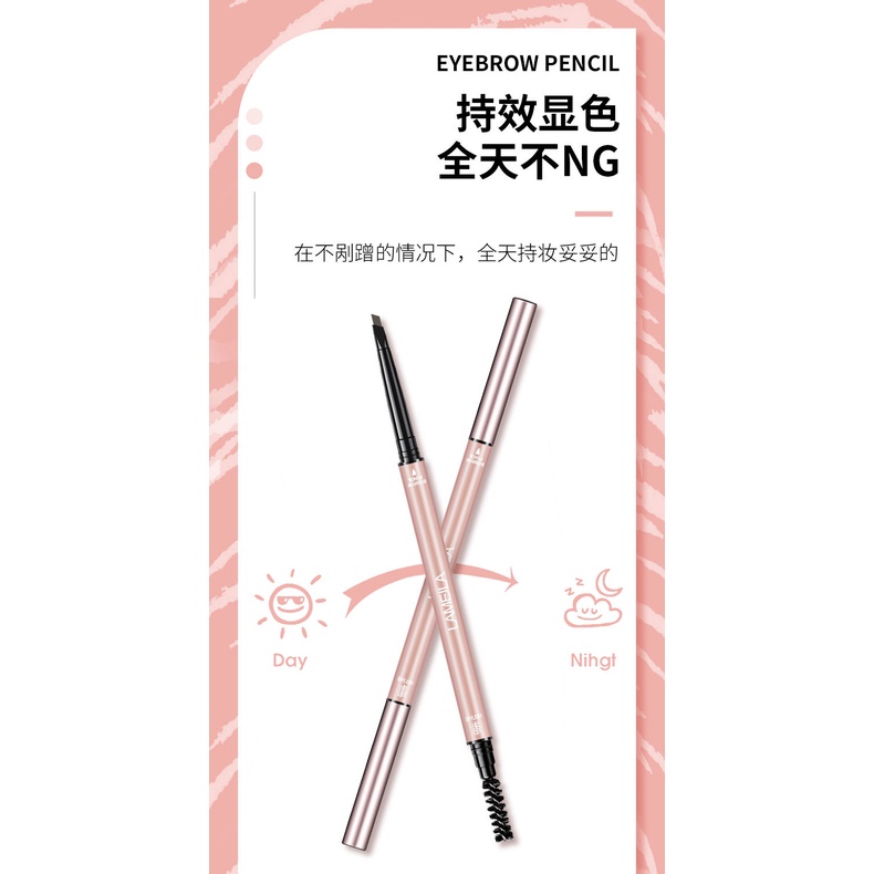 LM-835 Lameila Pensil Alis  Double Heads Eyebrow Pencil Lasting Eyebrow Pen Waterproof 6 Warna