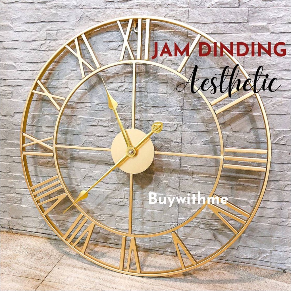 JAM DINDING BULAT BESAR ANGKA ROMAWI DESAIN MEWAH ELEGAN MINIMALIS JAM DINDING GAYA EROPA / JAM DIND