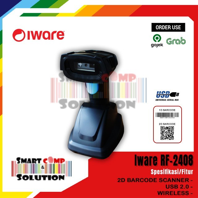 Scanner Barcode Wireless 2D Kassen RF-2400 / RF2400 Up to Range 400M