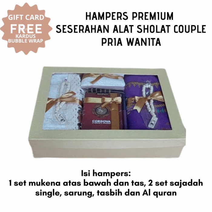 

ARS04 HAMPERS KADO HADIAH SESERAHAN HANTARAN WEDDING ALAT SHOLAT COUPLE SET