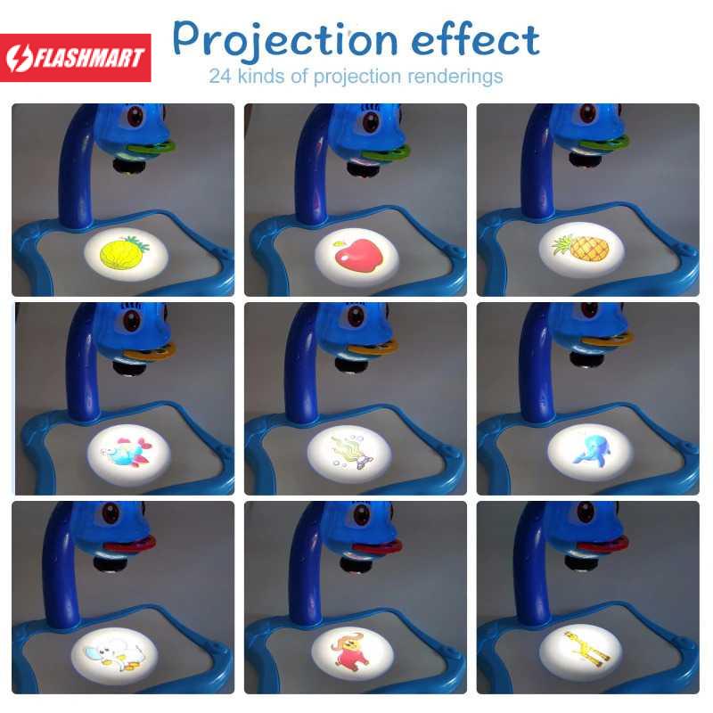 Flashmart Meja Bermain Anak LED Projector Art Drawing Board - WBP23