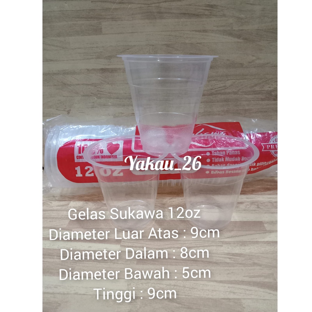 gelas plastik sukawa 12oz isi 50pcs