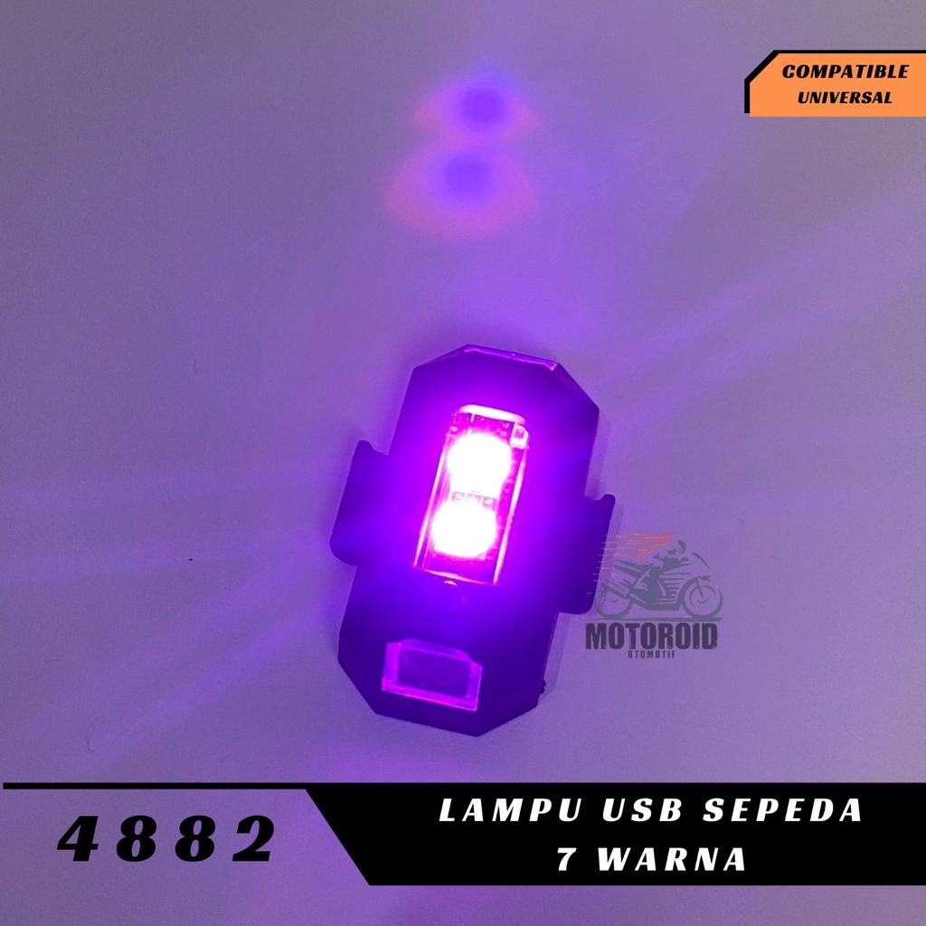 Lampu USB sepeda 7 warna kedip super terang charge drag depan belakang