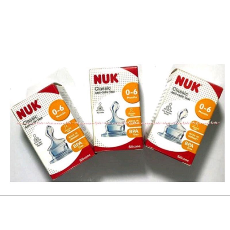 NUK Classic Bottle Silicone Size 1  Baby / Botol Susu Dot Gepeng / NUK Baby Bottle 0-6 bulan t Nipple Dot Gepeng NUK