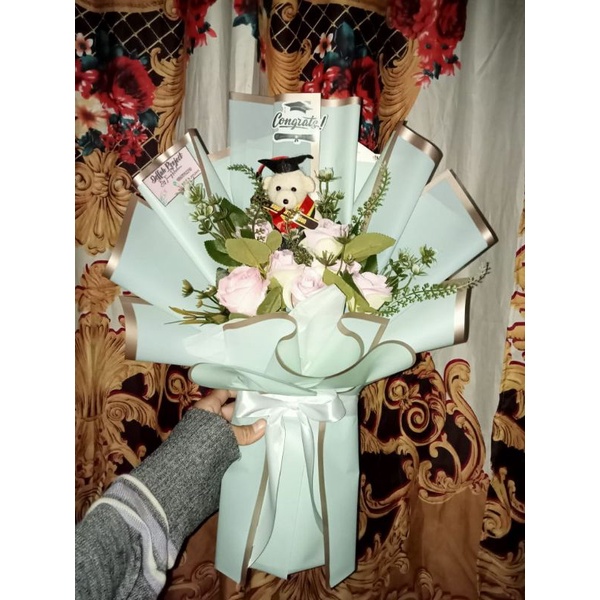 Buket Wisuda Full Bunga / Buket Bunga Boneka Wisuda