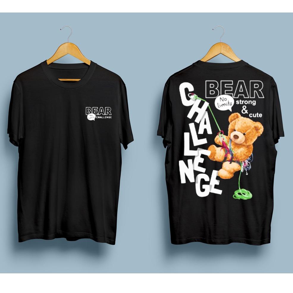 BOOMING KAOS DISTRO PRIA CHALLENGE BEAR HITAM HYPE T SHIRT