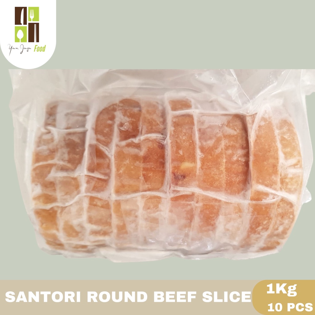 Round Beef Slice / Santori Hamburger / Beef Burger/ Kebab 1 Kg 10 Slice