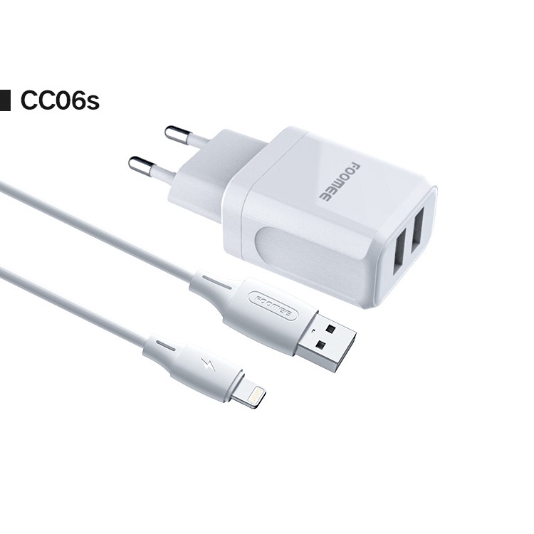 Charger Foomee  CC06s 2.1A Dual Port Travel Charger + 1m Lightning Charging Cable CC06S Charger