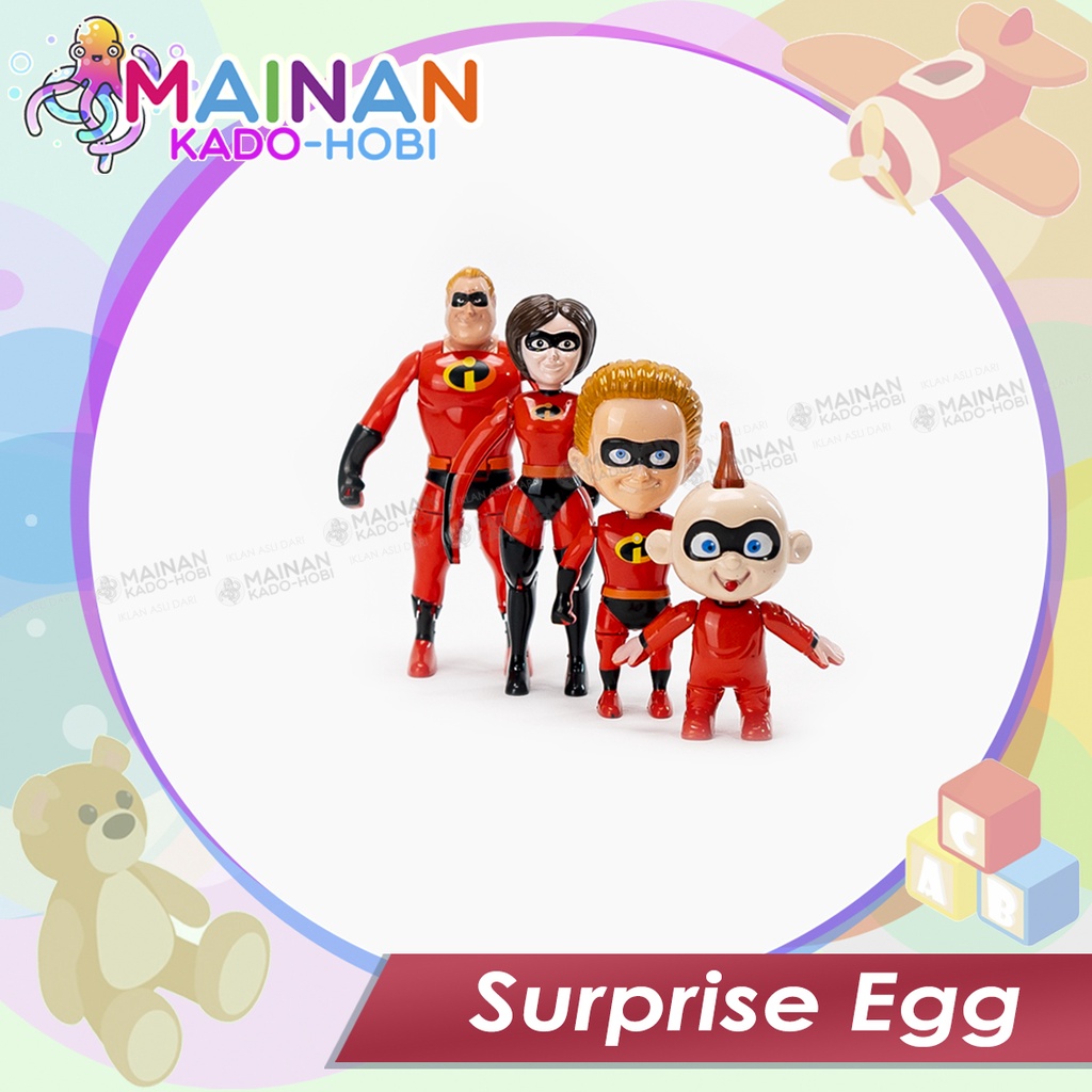 MAINAN SENSORIK MOTORIK ANAK TELUR SURPRISE EGG KARAKTER INCREDIBLES