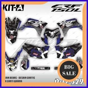 Decal CRF 150 L MOTIF TENGKORAK API BIRU HITAM D-I2-529 1M4R23 perkakas