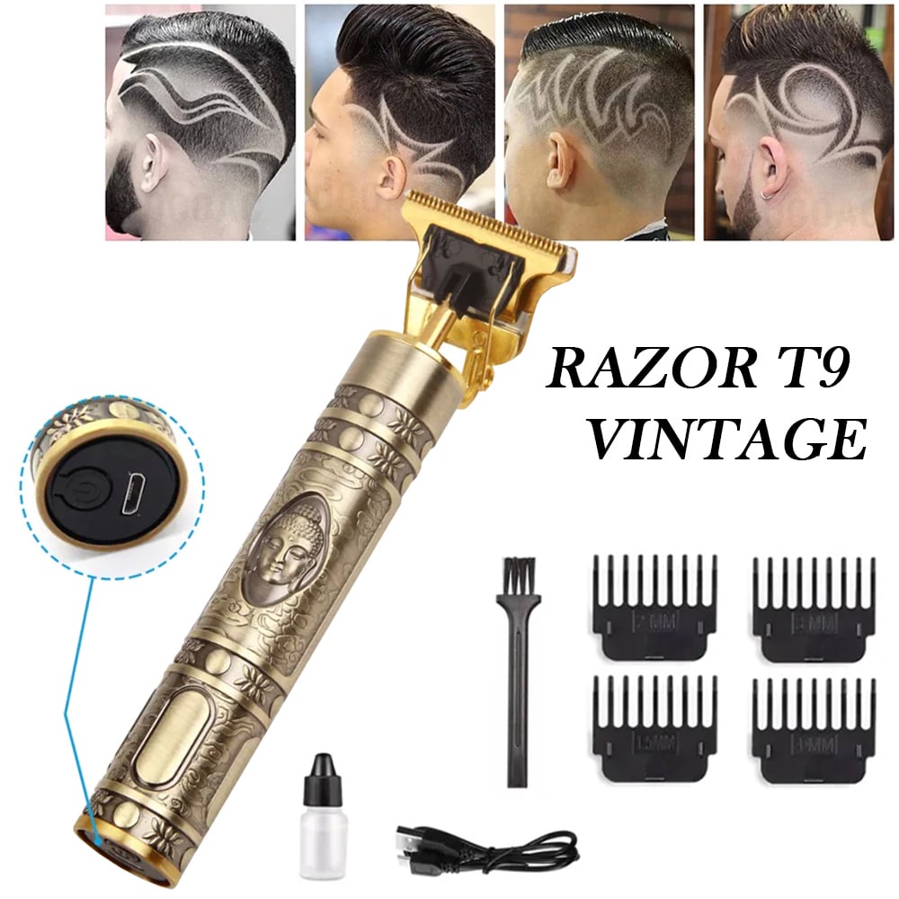 Beauty Jaya - Alat Cukur Rambut/Jenggot Elektrik Naga T9 Vintage USB Rechargeable Mesin Potong Rambut Hair Clipper