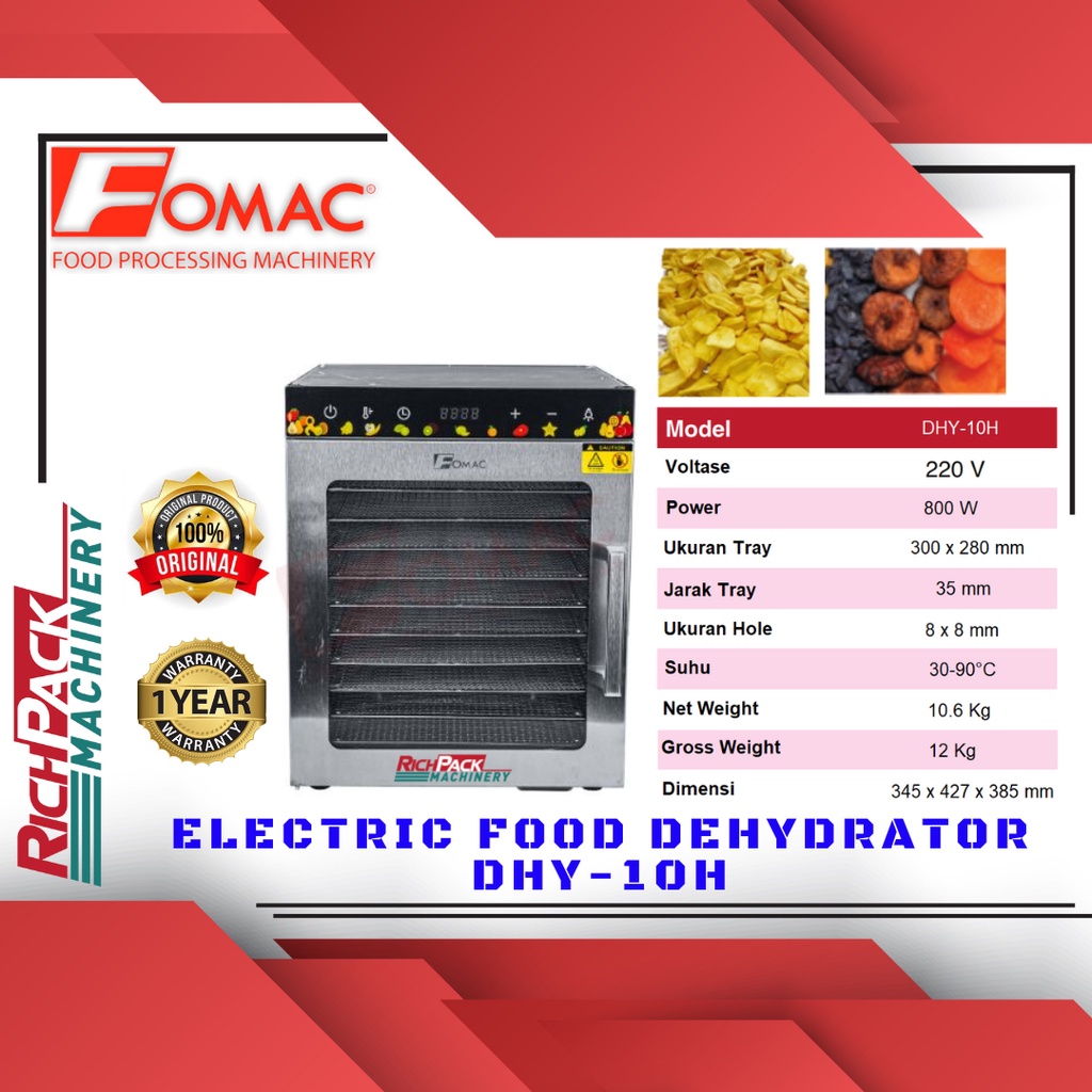 Fomac DHY-10H Dehydrator Mesin Kripik Pengering Bahan Makanan