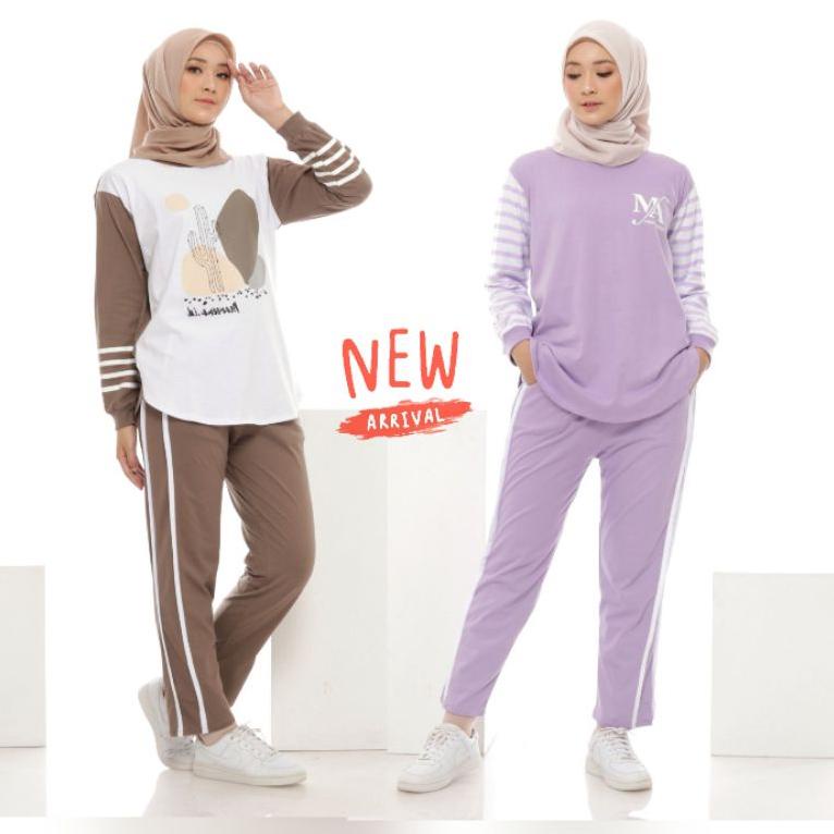 TERLARIS Setelan Olahraga Gowes Senam Wanita - One Set Sporty Sepeda Muslimah