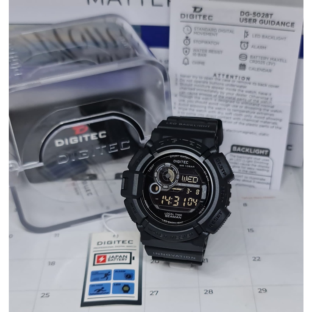 Jam Tangan Pria Digital Digitec 5028 Rubber Original Tahan Air