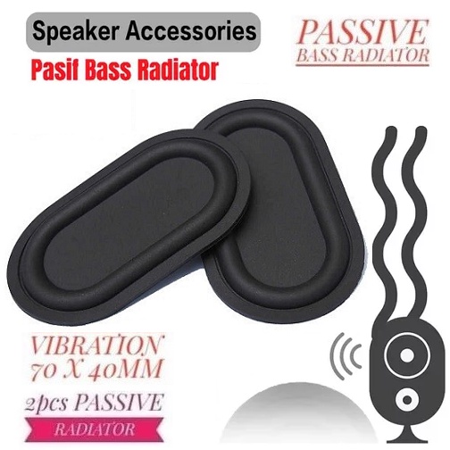 2 Pcs Bass Speaker Passive 70x40mm Radiator Bass Metal Ruber Vibration 7x4cm Penambah Penguat Bass S