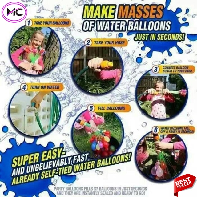 Balon Air Perang Mainan Anak Seru Latex Magic Bunch Water Ballon Baloon Praktis Murah Aman