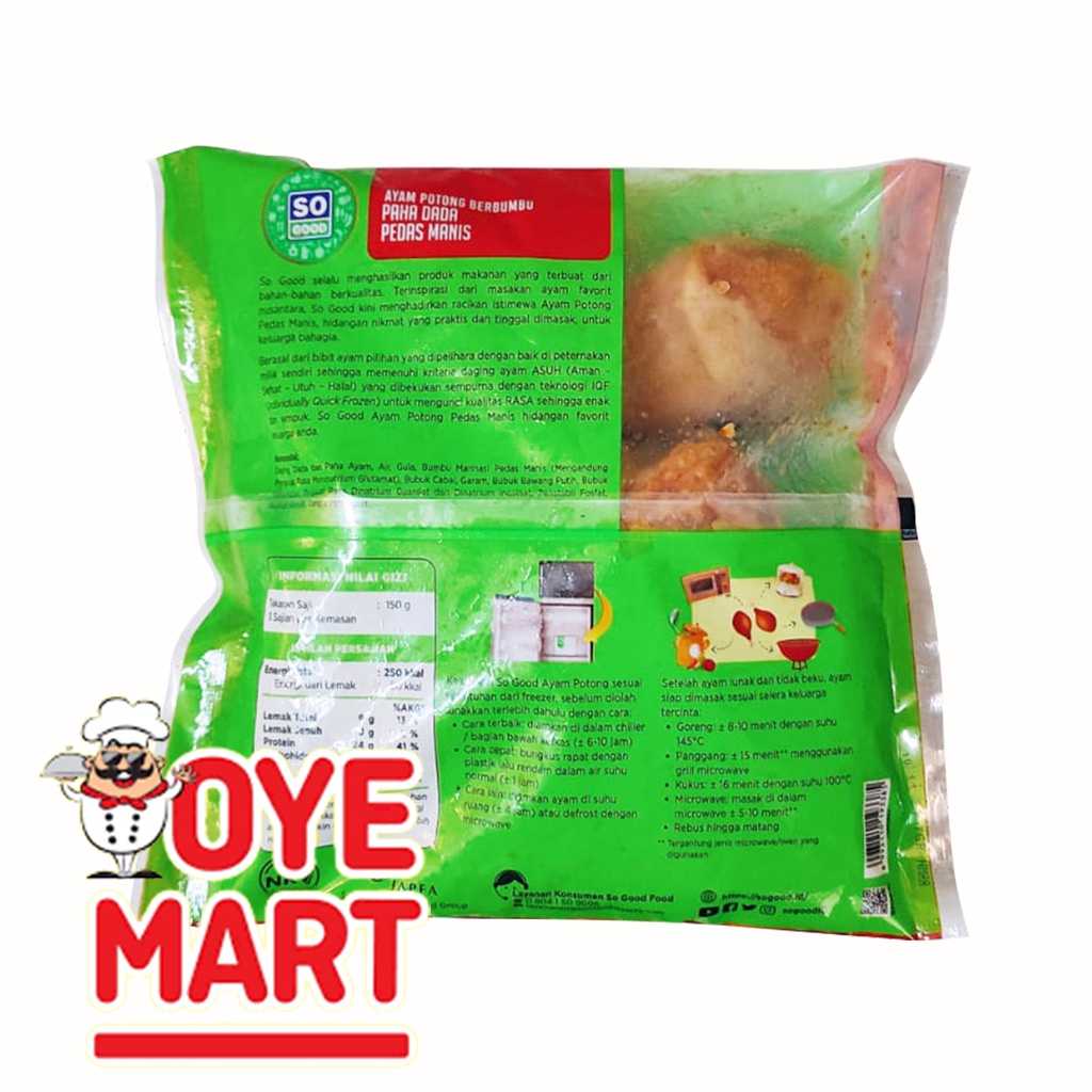 SO GOOD AYAM POTONG PAHA DAN DADA BUMBU PEDAS MANIS 450GR/DAGING AYAM