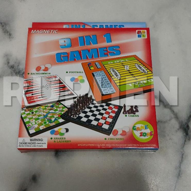 ♠ Magnetic Board Games 9 in 1 - Catur, Ular Tangga Ludo, Halma, Checkers, dan lain-lain ☻
