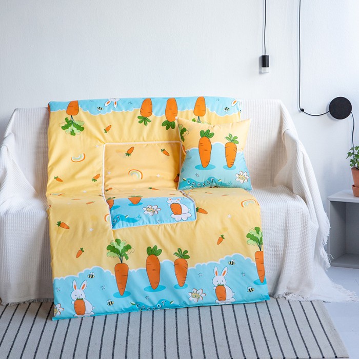 Selimut Dewasa Bantal Selimut / Balmut Kepala Tidur / Bantal Travel Bisa Lipat - Yellow Carrot, BANT