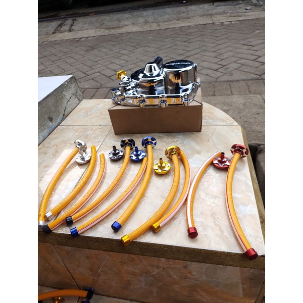 tutup kelep grand racing 1 set set selang /tutup klep Supra c70 racing variasi model cnc anodes1