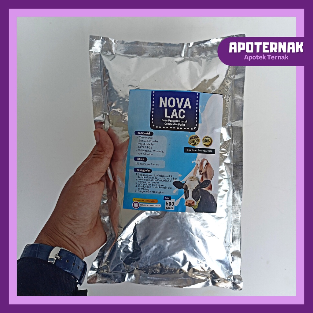 NOVA LAC 500 gram | Susu Pengganti Susu Sambung Induk Sapi Kambing Domba Anti Mencret | Susu Pedet Cempe Kalvolac Masterlac| VETWAYS