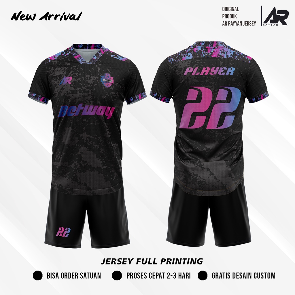 Jersey Futsal /Bola Custom Full Printing Hitam